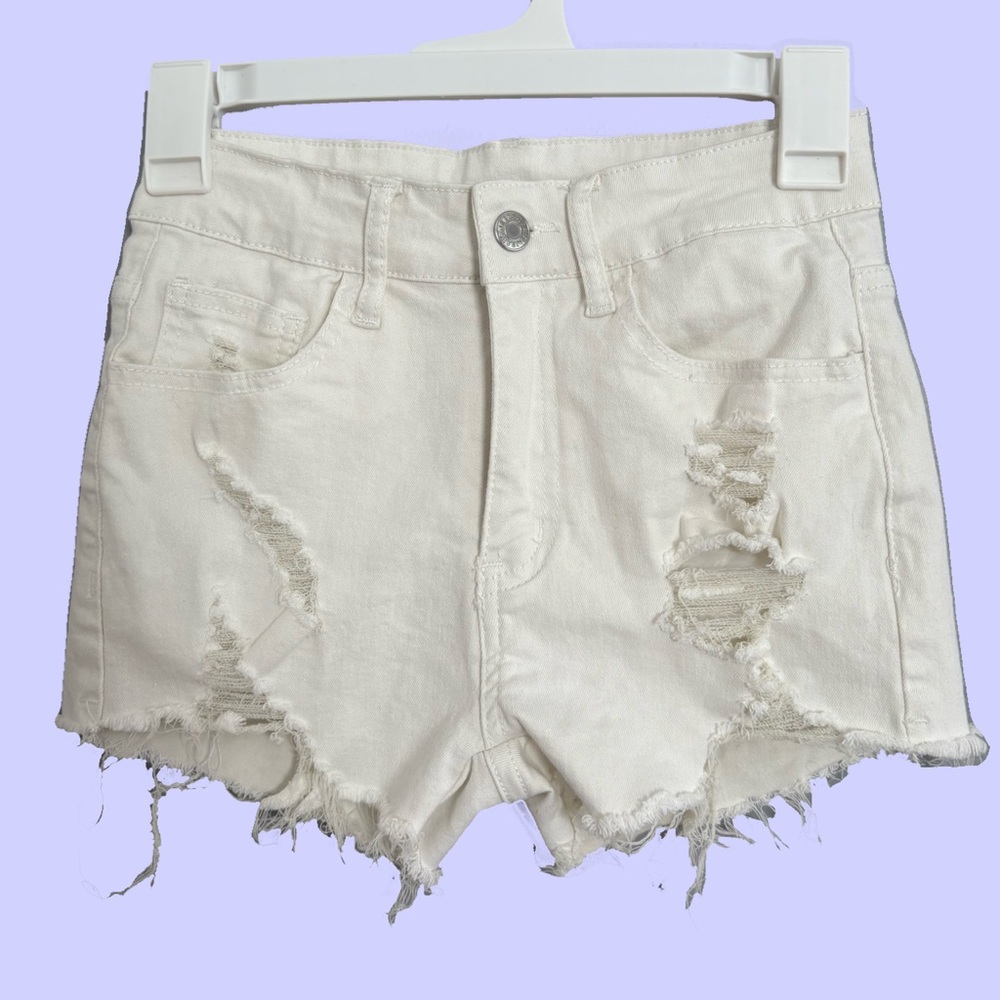 Stylish White Distressed Women's Shorts